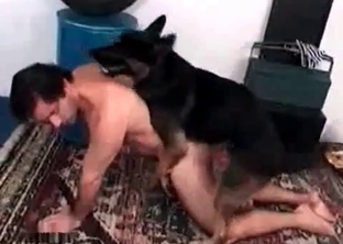 Brutal guy and a sensual puppy
