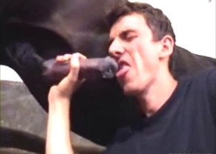 Dude has a horse cock that he wants to worship